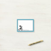 Post-it® Silhouette blanche bleue turquoise de chats noirs (Sur un bureau)