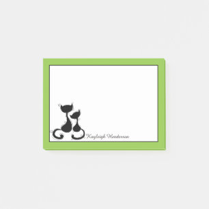 Post-it® Silhouette blanche de chats noirs de chaux