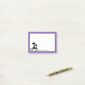 Post-it® Silhouette blanche pourpre de chats noirs (Sur un bureau)