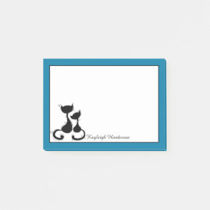 Post-it® Silhouette bleue cyan de chats noirs personnalisée