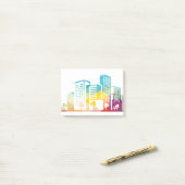 Post-it® silhouette cityscape bâtiment icône couleur ville (Sur un bureau)