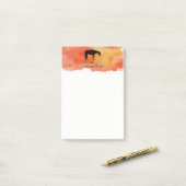 Post-it® Silhouette de Black Western Horse sur aquarelle (Sur un bureau)