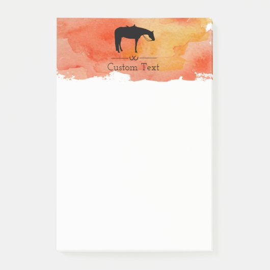 Post-it® Silhouette de Black Western Horse sur aquarelle (Devant)