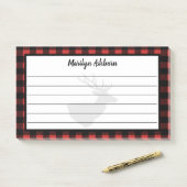 Post-it® Silhouette de cerf rustique & Buffalo Check Plaid (Sur un bureau)
