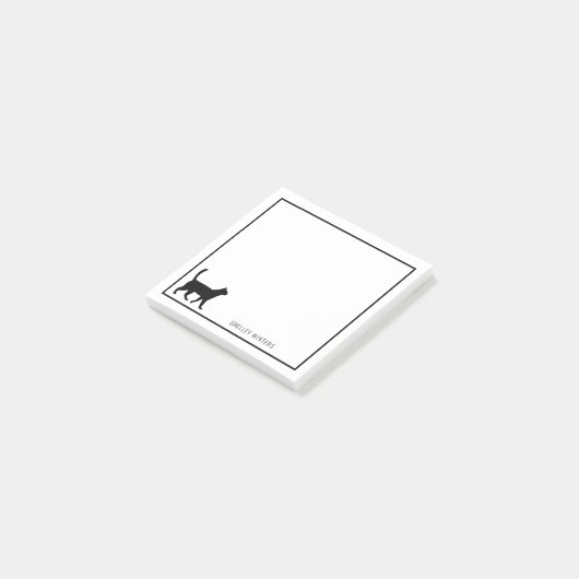 Post-it® Silhouette de chat noir avec nom (Incliné)