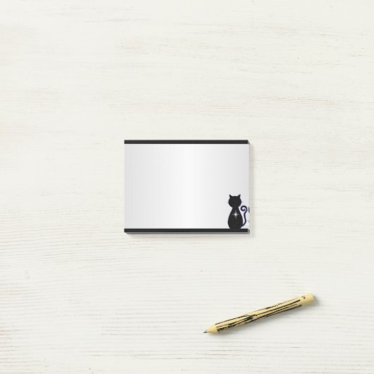 Post-it® Silhouette de chat noir élégant (Sur un bureau)