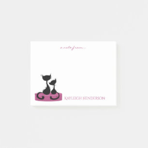 Post-it® Silhouette de chats noirs sur le monogramme de