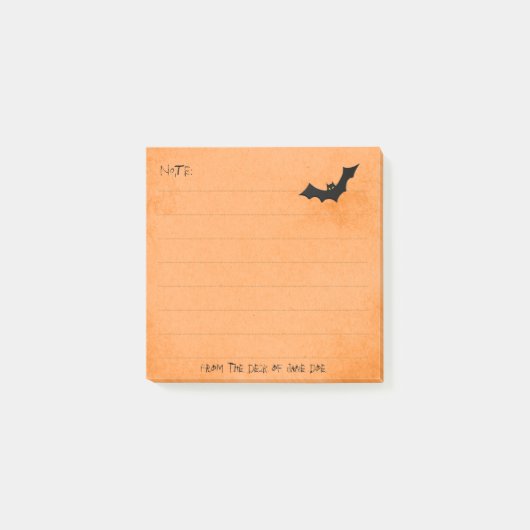 Post-it® Silhouette de chauve-souris d'Halloween sur Orange (Devant)