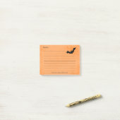 Post-it® Silhouette de chauve-souris d'Halloween sur Orange (Sur un bureau)