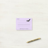Post-it® Silhouette de chauve-souris d'Halloween sur violet (Sur un bureau)