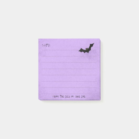 Post-it® Silhouette de chauve-souris d'Halloween sur violet (Devant)