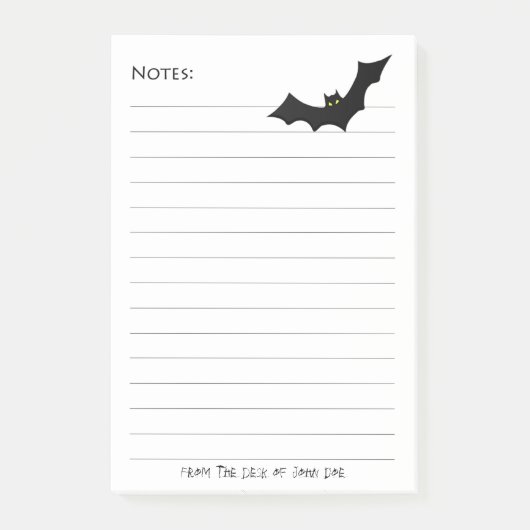 Post-it® Silhouette de chauve-souris noire Halloween - Note (Devant)
