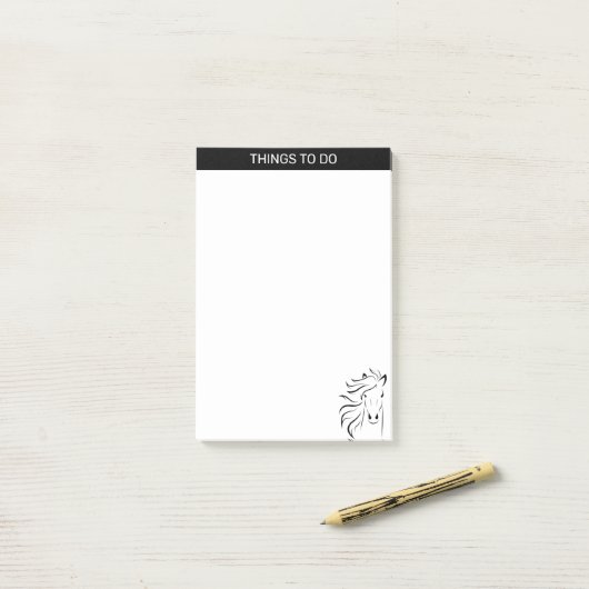 Post-it® Silhouette de cheval artistique moderne en noir & (Sur un bureau)