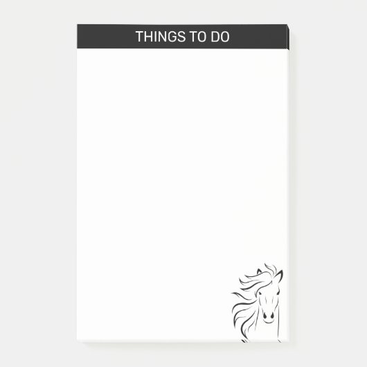 Post-it® Silhouette de cheval artistique moderne en noir & (Devant)