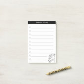 Post-it® Silhouette de cheval artistique moderne en noir & (Sur un bureau)