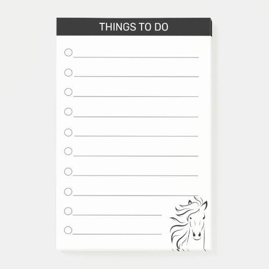 Post-it® Silhouette de cheval artistique moderne en noir & (Devant)