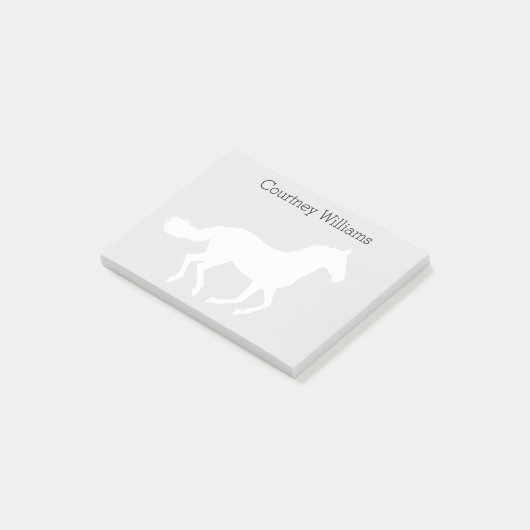 Post-it® Silhouette de cheval blanc avec le nom (Incliné)