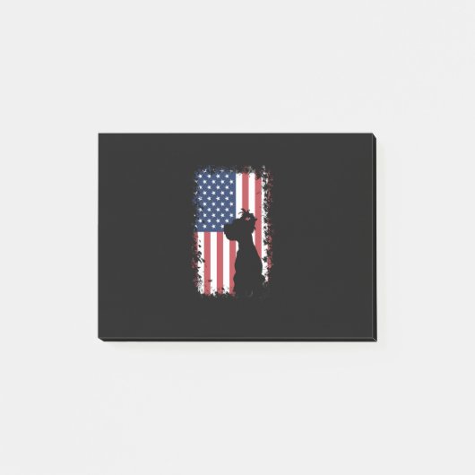 Post-it® Silhouette de drapeau américain de Yorkie (Devant)