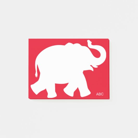 Post-it® Silhouette d'éléphant blanc géant sur rouge (Devant)