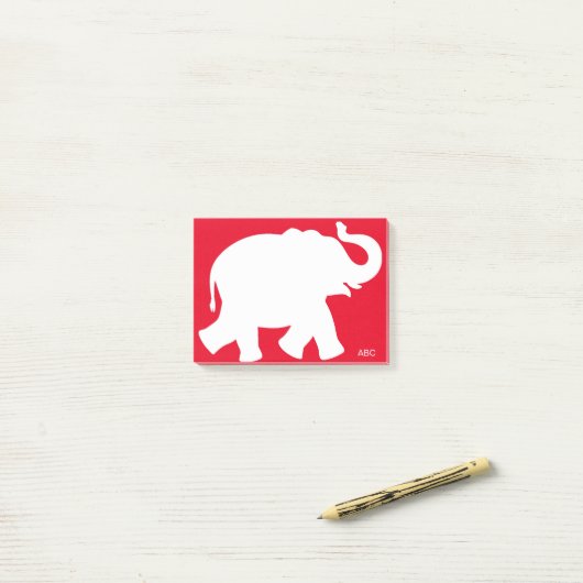 Post-it® Silhouette d'éléphant blanc géant sur rouge (Sur un bureau)