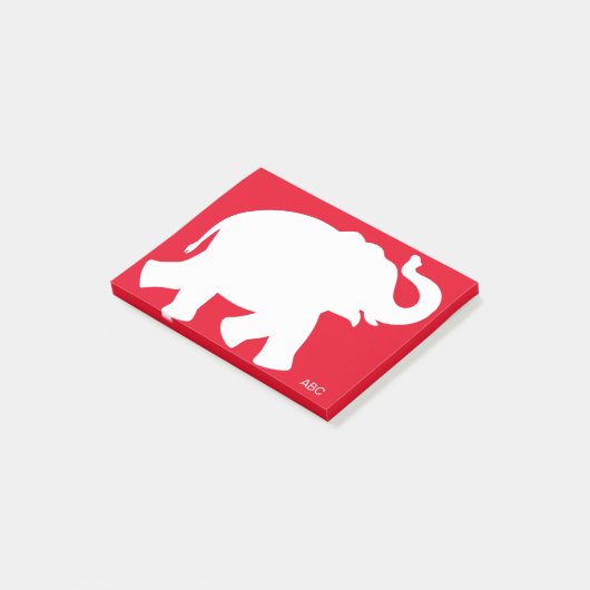 Post-it® Silhouette d'éléphant blanc géant sur rouge (Incliné)