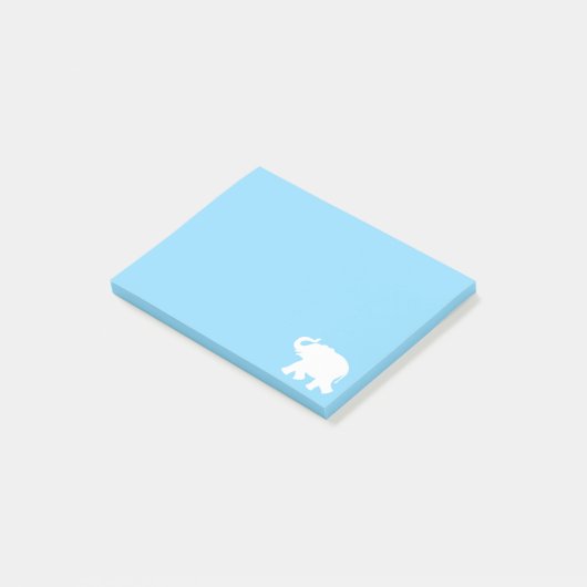 Post-it® Silhouette d'éléphant blanc sur bleu clair (Incliné)
