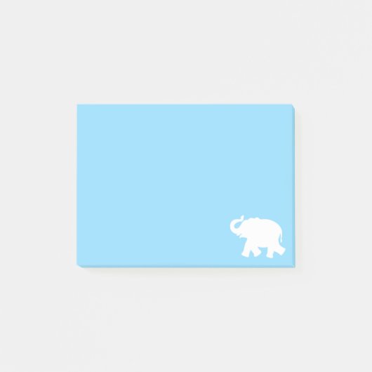 Post-it® Silhouette d'éléphant blanc sur fond bleu clair (Devant)