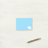 Post-it® Silhouette d'éléphant blanc sur fond bleu clair (Sur un bureau)