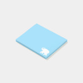 Post-it® Silhouette d'éléphant blanc sur fond bleu clair (Incliné)