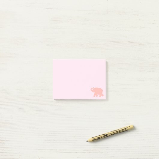 Post-it® Silhouette d'éléphant rose (Sur un bureau)