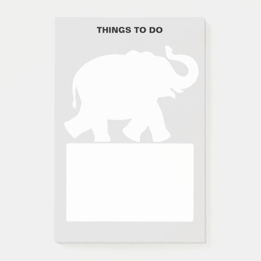 Post-it® Silhouette d'éléphant sur des choses à faire gris (Devant)