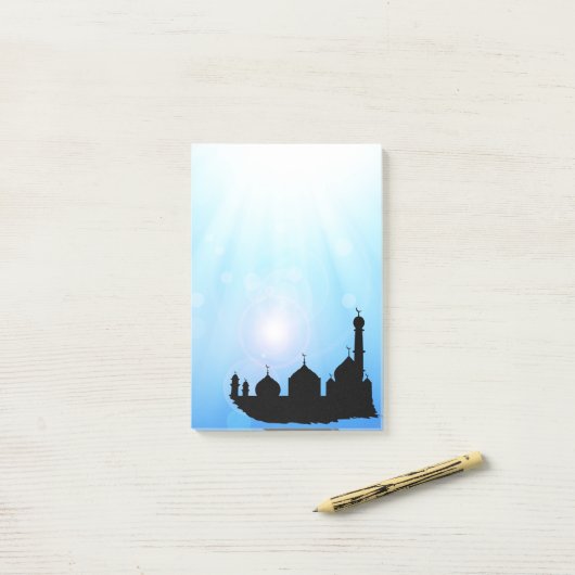 Post-it® Silhouette mosquée avec rayons solaires - Notes Po (Sur un bureau)
