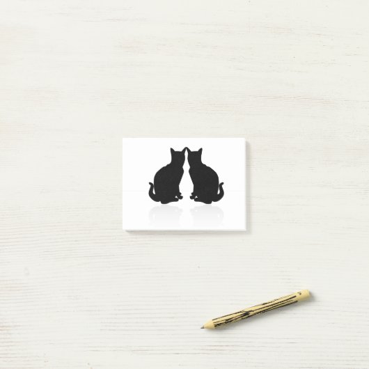 Post-it® silhouette noire 2 chats (Sur un bureau)