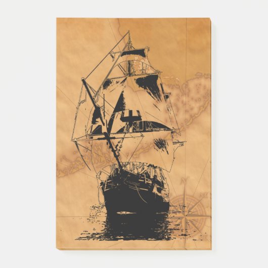 Post-it® Silhouette noire de bateau (Devant)