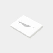 Post-it® Silhouette noire et blanche mignonne de Narwhal (Incliné)
