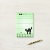 Post-it® Silhouettes de vacances Halloween Chat noir Vert B (Sur un bureau)