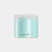 Post-it® Silver Glitter Drips Light Teal Shimmer (Devant)