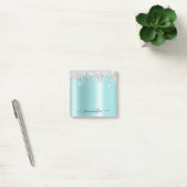 Post-it® Silver Glitter Drips Light Turquoise Shimmer (Bureau)