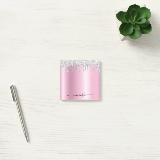 Post-it® Silver Glitter Drips Pink Shimmer (Bureau)