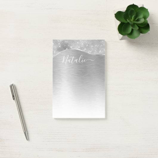 Post-it® Silver Glitter Glam Bling Personalized (Bureau)