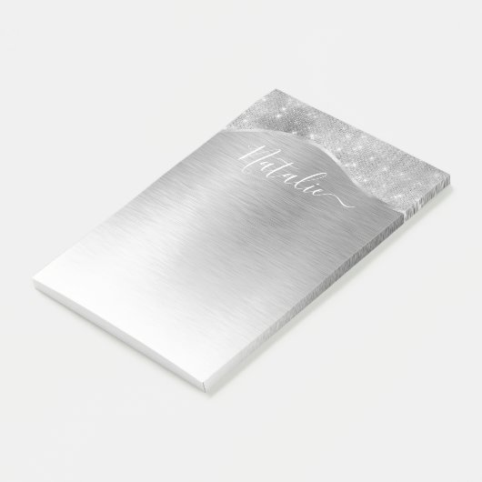 Post-it® Silver Glitter Glam Bling Personalized (Incliné)