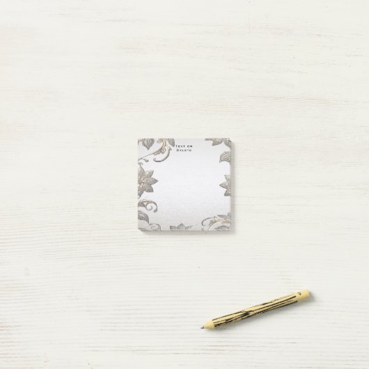 Post-it® Silver Gold Floral Post it Notes (Sur un bureau)