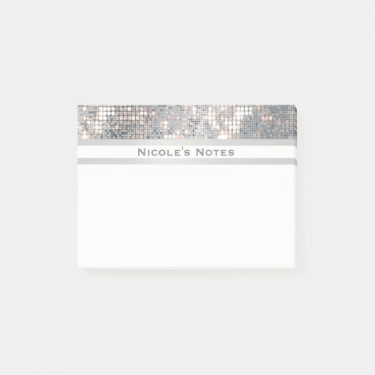 Post-it® Silver Sequins Sparkle Glam tendance personnalisée (Devant)