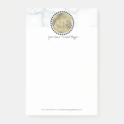 Post-it® Simili Marbre Moderne Monogramme Feuille (Devant)