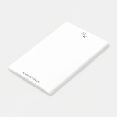 Post-it® Simple 2 Monogrammes Initiale Professionnelle Noir (Incliné)
