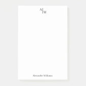 Post-it® Simple 2 Monogrammes Initiale Professionnelle Noir (Devant)