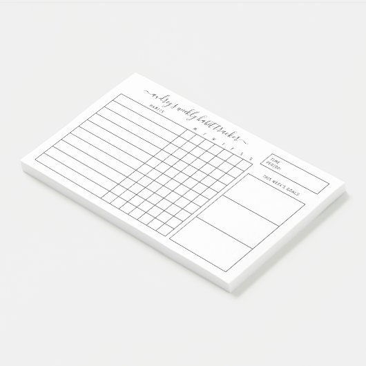 Post-it® Simple Black White Weekly Habit Tracker (Incliné)