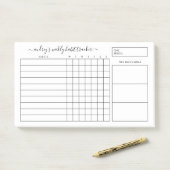 Post-it® Simple Black White Weekly Habit Tracker (Sur un bureau)