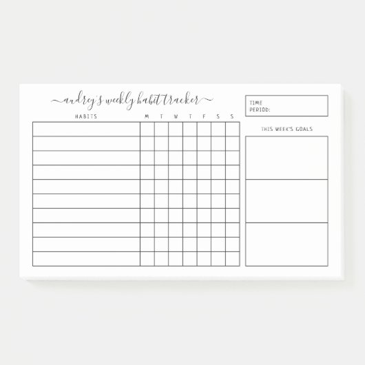 Post-it® Simple Black White Weekly Habit Tracker (Devant)