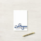 Post-it® simple bleu gris volleyballs rayures nom personnal (Sur un bureau)